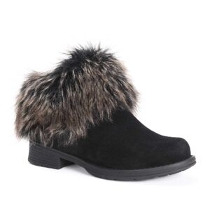 NEW! Muk Luks Faux Fur Natalie Booties Soft Black Suede Winter Ankle Boots 6